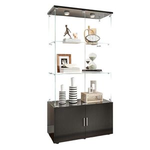 SHOPENTRA GLASVITRINE Schwarz LED 78x35x164 cm obraz