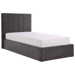 Beautysofa ČALOUNĚNÁ POSTEL Melvio, jednolůžko 90 × 200 cm s úložným prostorem a taštičkovou matrací 26 cm, tmavě šedá obraz