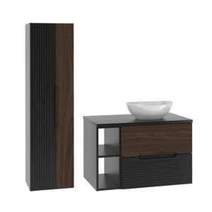 Petits-meubles KOUPELNOVÝ NÁBYTEK 80.6cm Sylla 2er-Set Černá a dřevěná obraz