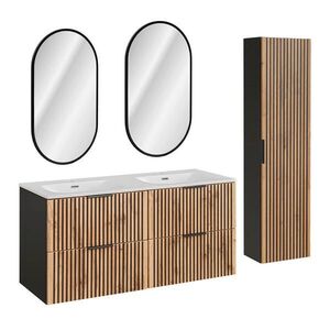 Petits-meubles KOUPELNOVÝ NÁBYTEK 120.4cm Gaia 2er-Set Dubové dřevo a černá barva obraz