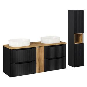 Petits-meubles KOUPELNOVÝ NÁBYTEK 140.4cm Riva 2er-Set Černá a dřevěná obraz