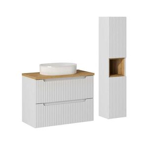 Petits-meubles KOUPELNOVÝ NÁBYTEK 80.4cm Riva 2er-Set Bílá a dřevo obraz