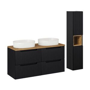 Petits-meubles KOUPELNOVÝ NÁBYTEK 120.4cm Riva 2er-Set Černá a dřevěná obraz