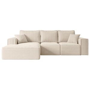 ALTDECOR ROHOVÁ SEDACÍ SOUPRAVA s funkcí lůžka a úložným prostorem SERRA-L-S – 266x161x87 cm, béžová látka manšestr obraz