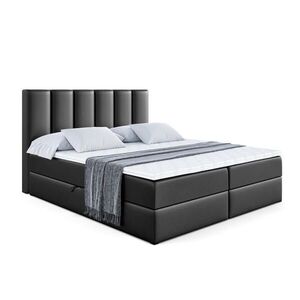 ALTDECOR AMERICKÁ postel s matrací H3 a lamelovým roštem – BOXI1 – 120 × 200 cm, vysoce lesklá černá obraz