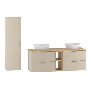 Petits-meubles KOUPELNOVÝ NÁBYTEK 140.6cm Astrid 2er-Set Kašmír a dřevo obraz