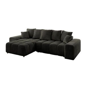 ALTDECOR ROHOVÁ SEDACÍ SOUPRAVA s otomanem vlevo ENIL-L 297x189x68 černý velur obraz