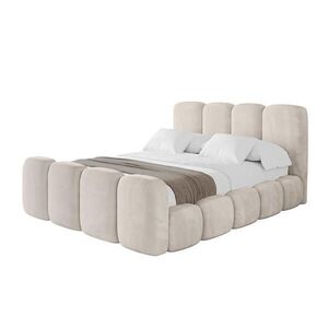 ALTDECOR ČALOUNĚNÁ POSTEL s úložným prostorem, zánožím a lamelovým roštem, americká postel bez matrace – KALA-Z 120x200 béžová obraz