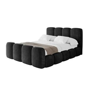 ALTDECOR ČALOUNĚNÁ postel s úložným prostorem, zánožím a lamelovým roštem, americká postel bez matrace – KALA-Z 140x200 černá obraz