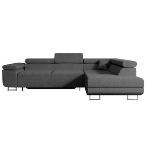 ALTDECOR ROHOVÁ SEDACÍ SOUPRAVA s funkcí lůžka a úložným prostorem GUSA-L 272x202x107 cm šedá buklé obraz