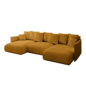 ALTDECOR SEDACÍ SOUPRAVA s funkcí lůžka a úložným prostorem pod postelí ONESK-U 317x177x72 hořčicově žlutý manšestr obraz