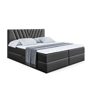 ALTDECOR AMERICKÁ postel s matrací H3 a lamelovým roštem – ERNINA – 160 x 200 cm, vysoce lesklá černá obraz