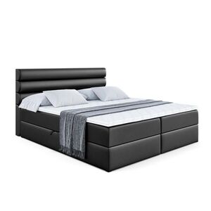 ALTDECOR AMERICKÁ postel s matrací H3 a roštem – CELESTIA – 140 × 200 cm, vysoce lesklá černá obraz