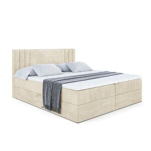 ALTDECOR AMERICKÁ postel s matrací H3 a lamelovým roštem – IDRIKO – 140 × 200 cm, béžová obraz