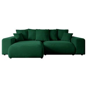 ALTDECOR ROHOVÁ SEDACÍ SOUPRAVA s otomanem vlevo ESKAR-L 266x176x72 tmavě zelený manšestr obraz