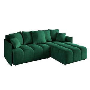 ALTDECOR ROHOVÁ SEDACÍ SOUPRAVA s otomanem vpravo LONLI-L 251x189x68 tmavě zelená velur obraz