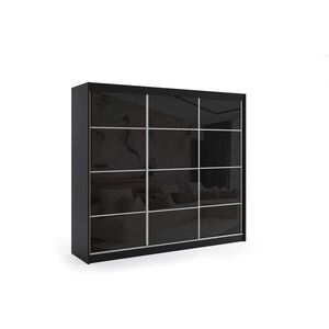 ALTDECOR ŠATNÍ SKŘÍŇ s posuvnými dveřmi Lacobel a hliníkovými lamelami – VIVONA – 240 cm, černá obraz