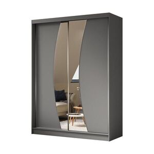 ALTDECOR ŠATNÍ SKŘÍŇ s posuvnými zrcadlovými dveřmi a hliníkovými lamelami – VOXI – 160 cm, šedá obraz