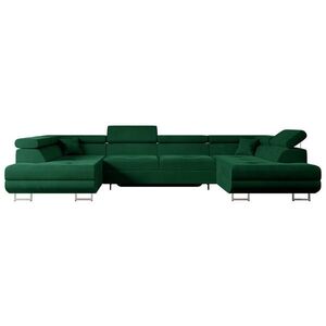 ALTDECOR SEDACÍ SOUPRAVA s funkcí lůžka a úložným prostorem GUSA-U 342x202x107 cm zelený velur obraz