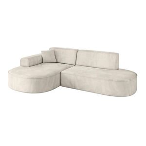 ALTDECOR ROHOVÁ SEDACÍ SOUPRAVA s otomanem vlevo MARI-L1 – 243 x 171 x 79 cm, ecru velur obraz