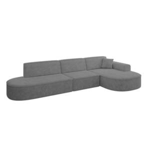 ALTDECOR ROHOVÁ SEDACÍ SOUPRAVA s otomanem vpravo MARI-L2 – 328 x 171 x 79 cm, šedá barva, velur obraz