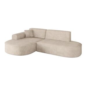 ALTDECOR ROHOVÁ SEDACÍ SOUPRAVA s otomanem vlevo MARI-L1 – 243 x 171 x 79 cm, béžový velur obraz