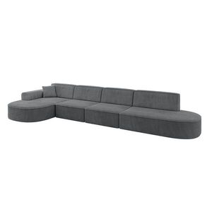 ALTDECOR ROHOVÁ SEDACÍ SOUPRAVA s otomanem vlevo MARI-L3 – 413 x 171 x 79 cm, tmavě šedý manšestr obraz
