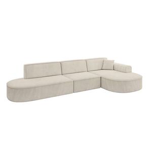 ALTDECOR ROHOVÁ SEDACÍ SOUPRAVA s otomanou vpravo MARI-L2 – 328x171x79 cm, ecru velur obraz