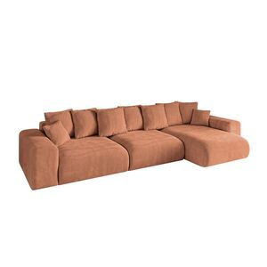 ALTDECOR ROHOVÁ SEDACÍ SOUPRAVA s otomanem vpravo ESKAR-L2 364x176x72 korálový velur obraz
