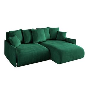 ALTDECOR ROHOVÁ SEDACÍ SOUPRAVA s otomanem vpravo ONESK-L -v1 216x177x72 tmavě zelený velur obraz