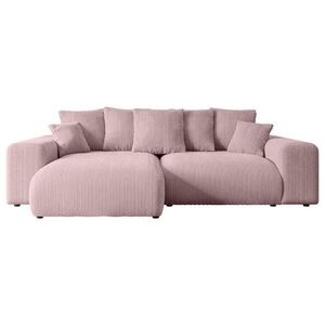 ALTDECOR ROHOVÁ SEDACÍ SOUPRAVA s otomanem vlevo ESKAR-L 266x176x72 růžový manšestr obraz