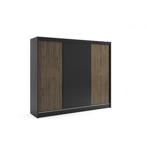 ALTDECOR ŠATNÍ SKŘÍŇ VILAN s lamelami – 250 cm – černá | dub wotan obraz