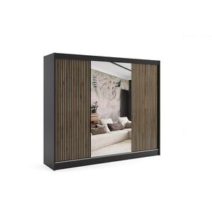 ALTDECOR ŠATNÍ SKŘÍŇ VILAN s zrcadlem/LED – 250 cm – černá | dub wotan obraz
