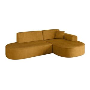 ALTDECOR ROHOVÁ SEDACÍ SOUPRAVA s otomanem vpravo MARI-L1 – 243 x 171 x 79 cm, hořčicově žlutý manšestr obraz