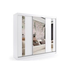 ALTDECOR ŠATNÍ SKŘÍŇ s zrcadlovými posuvnými dveřmi a hliníkovými lamelami – GRACE – 180 cm, bílá obraz