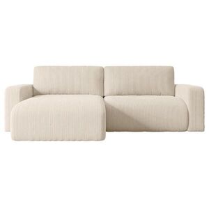 ALTDECOR ROHOVÁ SEDACÍ SOUPRAVA s funkcí lůžka a úložným prostorem KLEEA-L – 247 x 143 x 83 cm, béžová látka manšestr obraz