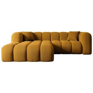 ALTDECOR ROHOVÁ SEDACÍ SOUPRAVA s otomanem vlevo OLEA-L1 – 231 × 173 × 74 cm hořčicově žlutá obraz