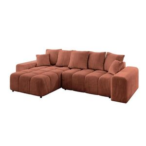 ALTDECOR ROHOVÁ SEDACÍ SOUPRAVA s otomanem vlevo ENIL-L 297x189x68 korálový velur obraz