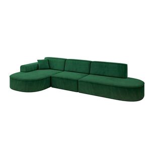ALTDECOR ROHOVÁ SEDACÍ SOUPRAVA s otomanem vlevo MARI-L2 – 328x171x79 cm tmavě zelený velur obraz