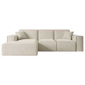 ALTDECOR ROHOVÁ SEDACÍ SOUPRAVA s otomanem vlevo SERRA-L – 266 × 169 × 80 cm, béžový velur obraz