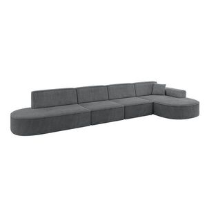 ALTDECOR ROHOVÁ SEDAČKA s otomanem vpravo MARI-L3 – 413 × 171 × 79 cm, tmavě šedá manšestr obraz