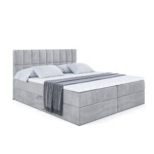 ALTDECOR AMERICKÁ postel s matrací H3 a roštem – MIAMI – 160 × 200 cm, světle šedá obraz
