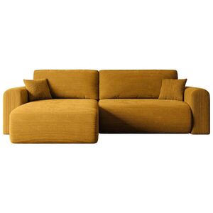 ALTDECOR ROHOVÁ SEDACÍ SOUPRAVA s funkcí lůžka a úložným prostorem ORRO-L – 272 x 145 x 83 cm, hořčicově žlutý manšestr obraz
