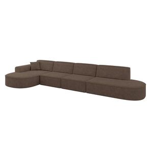 ALTDECOR ROHOVÁ SEDACÍ SOUPRAVA s otomanem vlevo MARI-L3 – 413 x 171 x 79 cm, hnědá barva, velur obraz