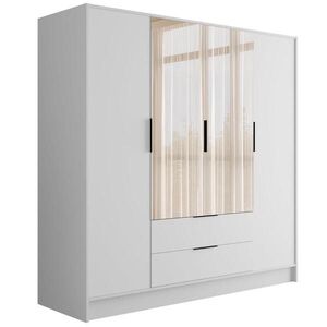 ALTDECOR ŠATNÍ SKŘÍŇ s zrcadlem a křídlovými dveřmi KOLIN 200x200 cm bílá/bílá obraz