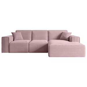 ALTDECOR ROHOVÁ SEDACÍ SOUPRAVA s otomanem vpravo SERRA-L – 266 × 169 × 80 cm, růžový manšestr obraz