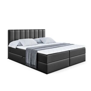ALTDECOR AMERICKÁ postel s matrací H4 a lamelovým roštem – OTTA – 200 x 200 cm – H4 – vysoce lesklá černá obraz