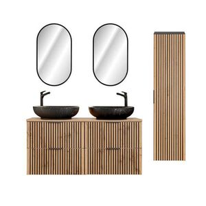 Petits-meubles KOUPELNOVÝ NÁBYTEK 120.6cm Gaia 2er-Set Dubové dřevo a černá barva obraz
