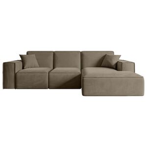 ALTDECOR ROHOVÁ SEDACÍ SOUPRAVA s otomanem vpravo SERRA-L – 266 x 169 x 80 cm, hnědá barva, velur obraz