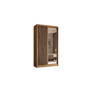 ALTDECOR ŠATNÍ SKŘÍŇ s zrcadlovými posuvnými dveřmi a hliníkovými lamelami – LAMELO – 120 cm Artisan+Artisan+černá obraz